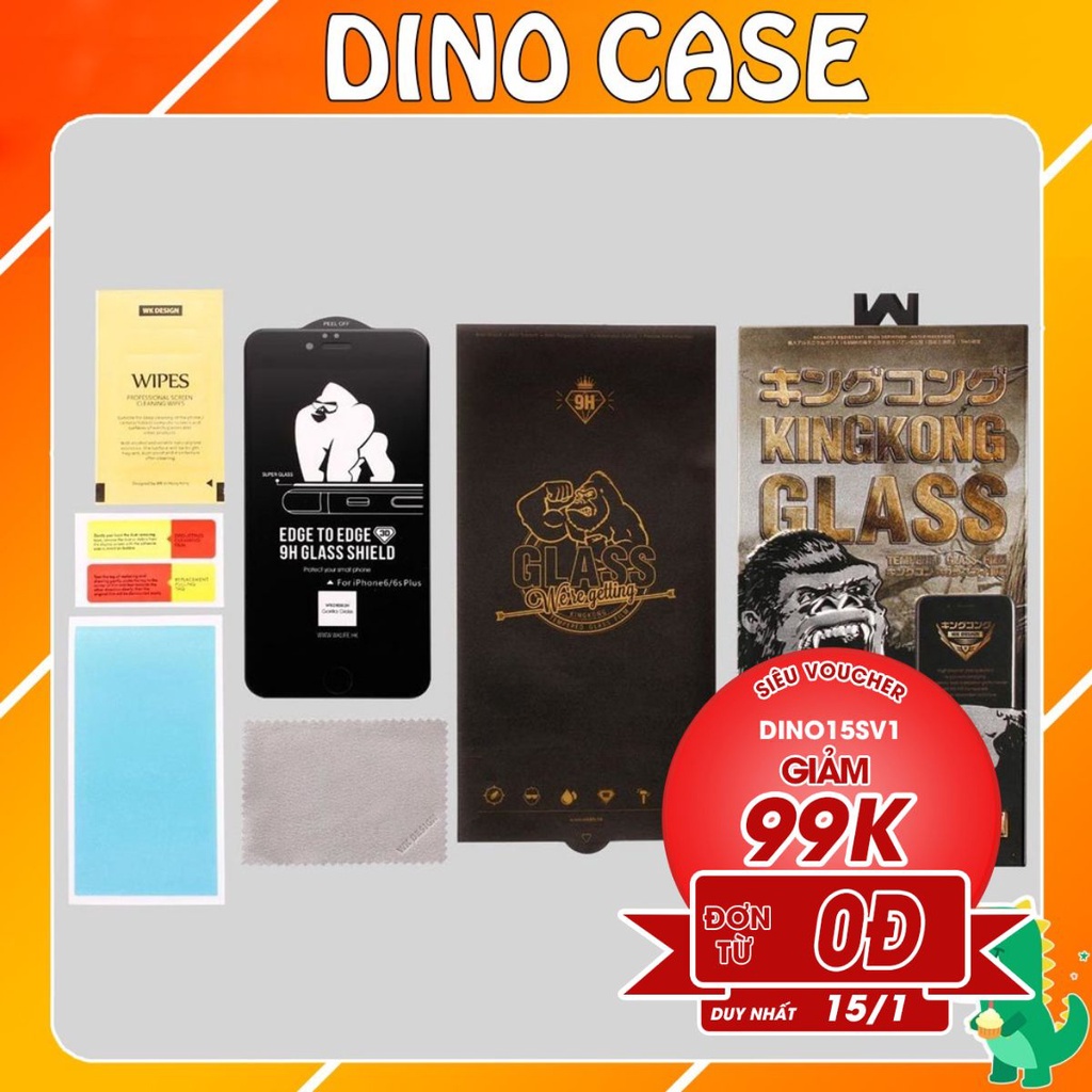 Kính Cường Lực KingKong Full Màn cho 13pro 13promax 7plus 8plus X Xsmax 11promax 12 Chính hãng WK