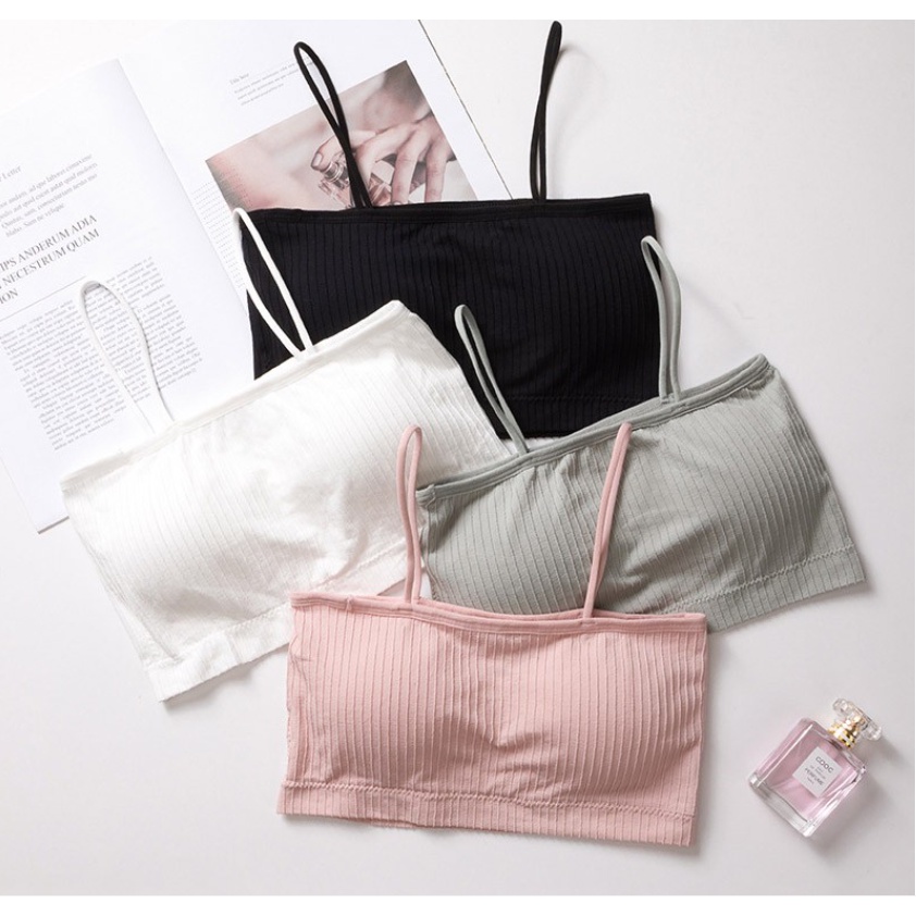 Áo Lót 2 Dây Sexy Kiểu Quây Dáng Croptop Len Tăm Dây Mảnh Có Mút Nâng Ngực AOLOT03