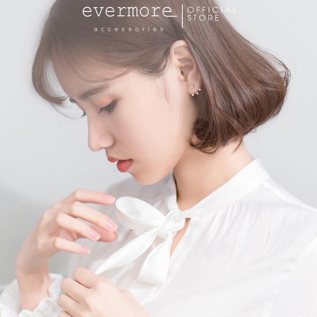 Bông tai bạc EVERMORE, khuyên tai 3 bi tròn bạc ý 925 nguyên chất, phong cách thanh lịch, minimalism - H033