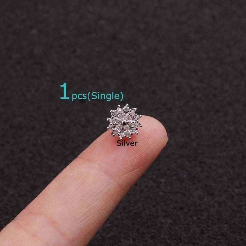 1 Khuyên Vành Tai Hình Hoa Dài 6mm