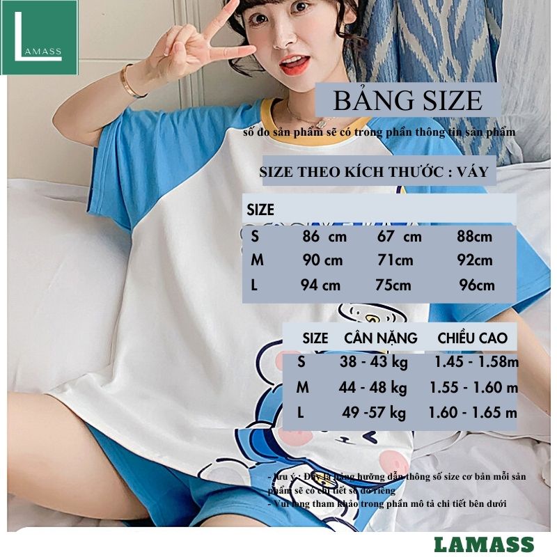 Đồ bộ nữ mặc nhà in hình kute dễ thương chất cottong mềm mịn mát mặc đi ngủ cũng rất phù hợp -LAMASS