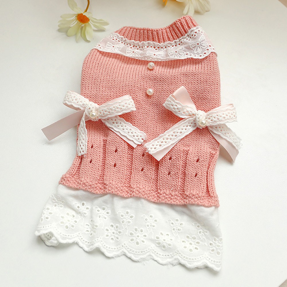 Đầm Dệt Kim Đính Ngọc Trai Giả Dễ Thương Dành Cho Thú Cưng