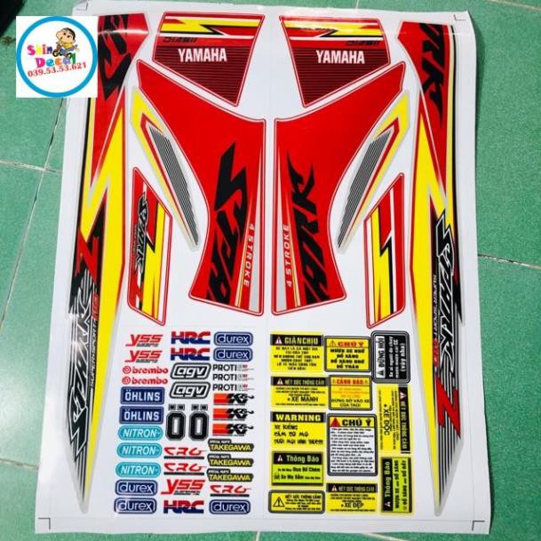 Tem rời sirius spark đỏ bạc 3 lớp ko bay màu tăng kem logo