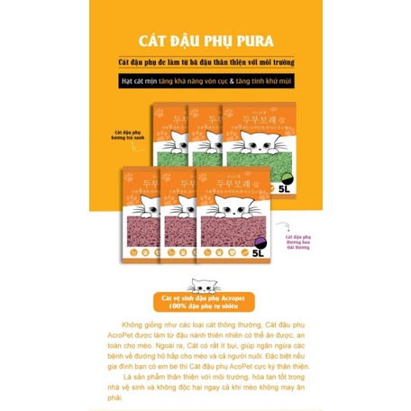 Cát đậu nành Acropet, cát vệ sinh cho mèo nhập khẩu Hàn Quốc túi 5L Siêu vón và khử mùi!!!