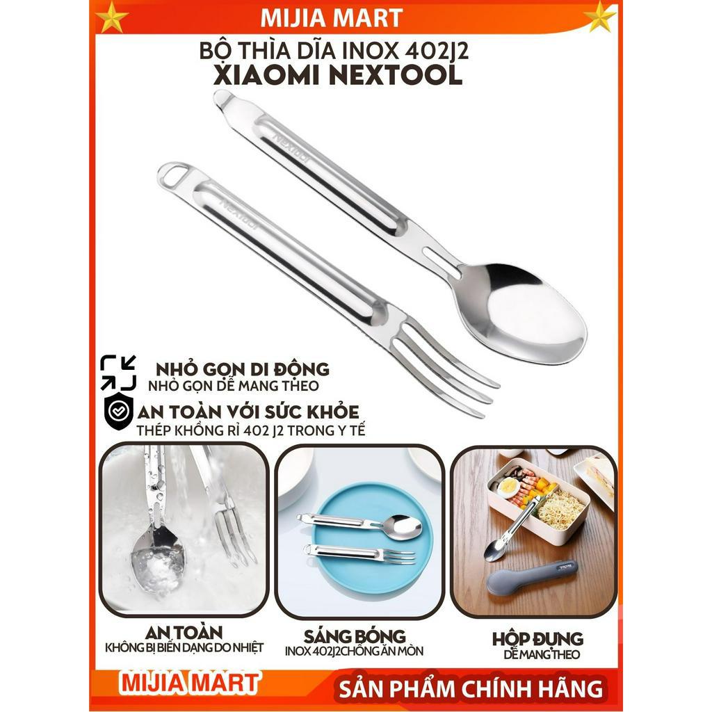 Bộ thìa dĩa inox Xiaomi Nextool, Thép không rỉ 402J2 an toàn.