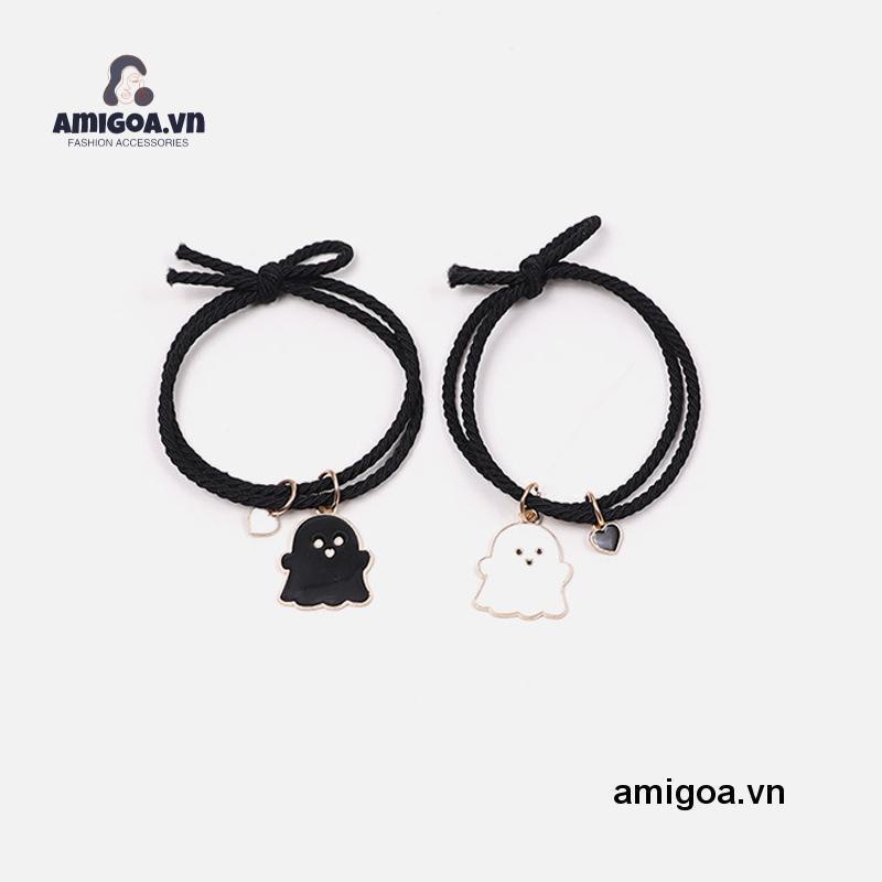 ✨✨Set 2 Vòng Tay Cặp Đôi Mặt Hình Ma Dễ Thương Có Thể Điều Chỉnh