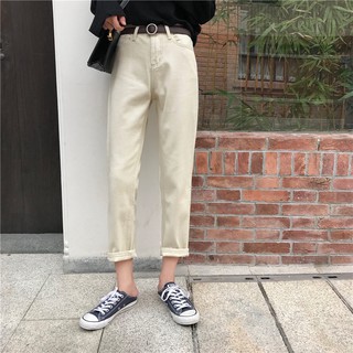 quần ulzzang quần nữ đẹp jean ống rộng bò mềm quần baggy jeans trắng sữa kiểu dáng hàn quốc