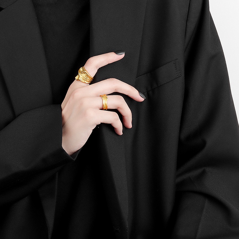 Nhẫn Màu Vàng / Bạc Phong Cách Gothic Punk Cổ Điển Có Thể Điều Chỉnh Kích Cỡ Cho Nữ