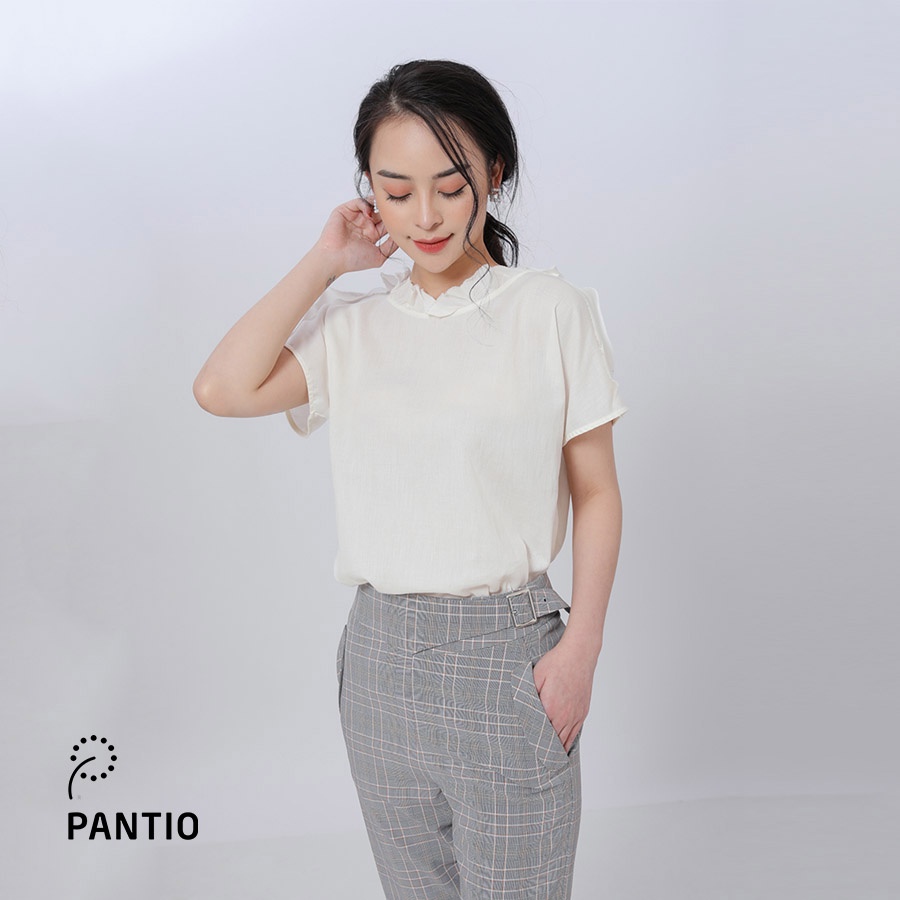 Áo sơ mi chất liệu thô cổ áo bèo dáng suông FAS31853 - PANTIO