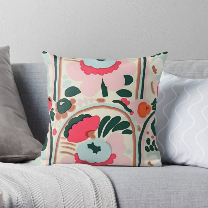Gối Trái Tim Nữ Tính Hình Hoa Thời Trang Màu Hồng Gối Nhung Cotton Mềm Mại, Gối Vuông Vỏ Gối Thời Trang Bìa Sofa Nh