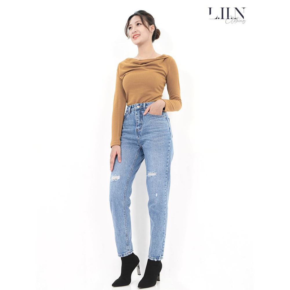 Quần baggy nữ Linbi Jean nữ bò rách cao cấp, chất liệu mềm mại không phai màu Liin clothing Q3346