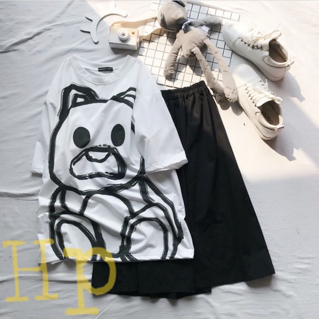 Sét gấu bông to+ chân váy hoặc quần kẻ THK960 | BigBuy360 - bigbuy360.vn