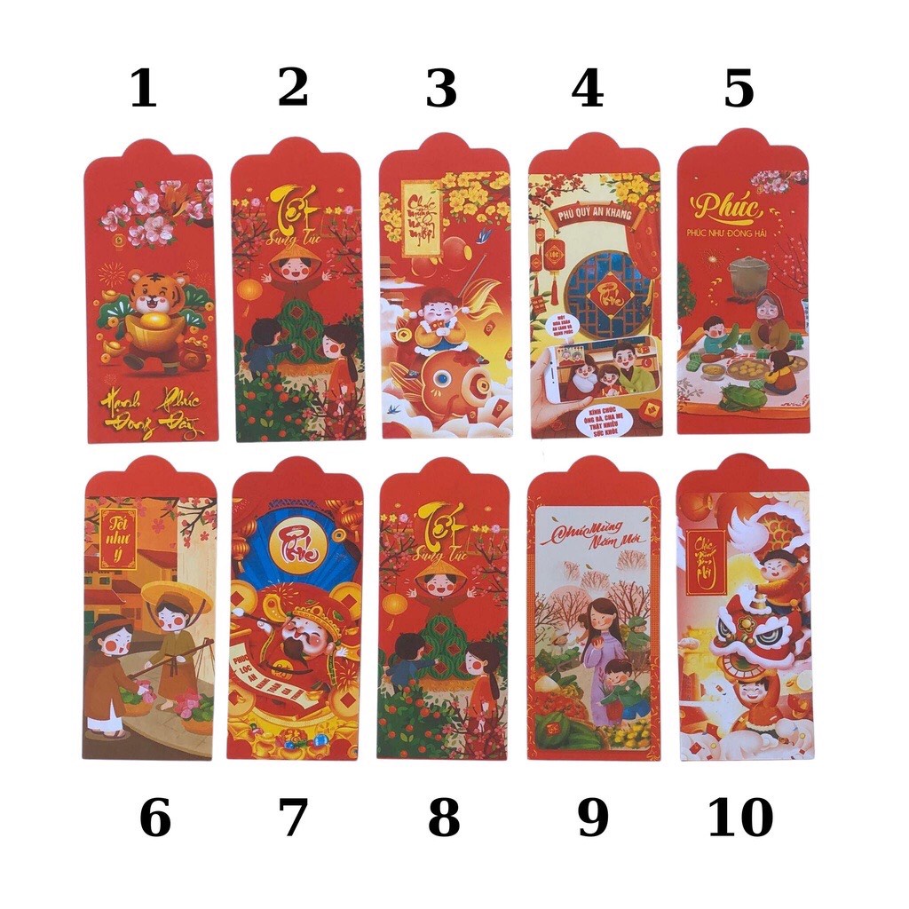 Combo Lì Xì 2022 Giá Sỉ Rẻ Tết Độc Lạ Màu Đỏ Đẹp Hoạt Hình Nhâm Dần Cute Dễ Thương Thần Tài