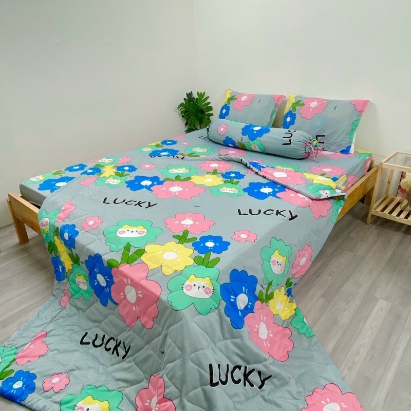 Bộ ga và vỏ gối thun mẫu bông hoa