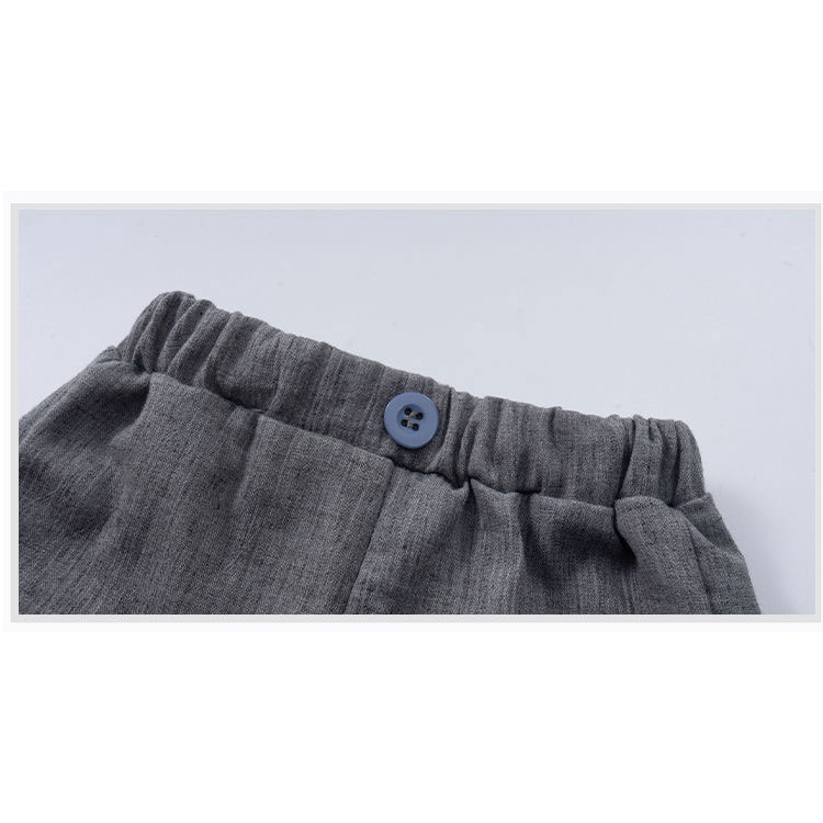 Bộ áo sơ mi cotton tay ngắn giả hai lớp + quần đùi Santikun phong cách Hàn Quốc thời trang mùa hè cho bé trai