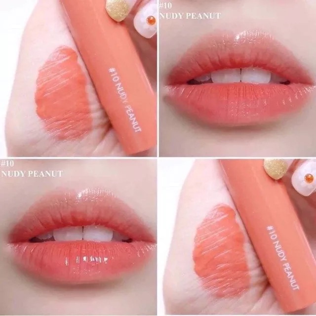 [Mẫu Mới] Son Kem Bóng Romand Màu Cam Nude Đào Juicy Velvet Tint 10 Nudy Peanut