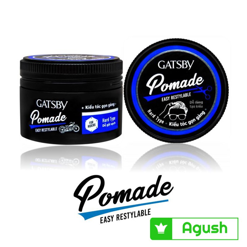 Pomade gốc nước vuốt tạo kiểu tóc Gatsby Hair gel Pomade Easy Restylable Hard Type waterbase 65g bóng thơm hương hoa quả