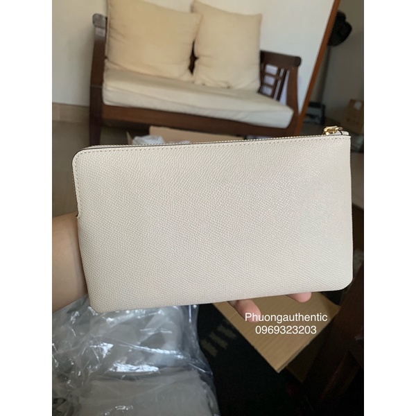 Ví clutch cầm tay Coach trắng đen AUTHENTIC