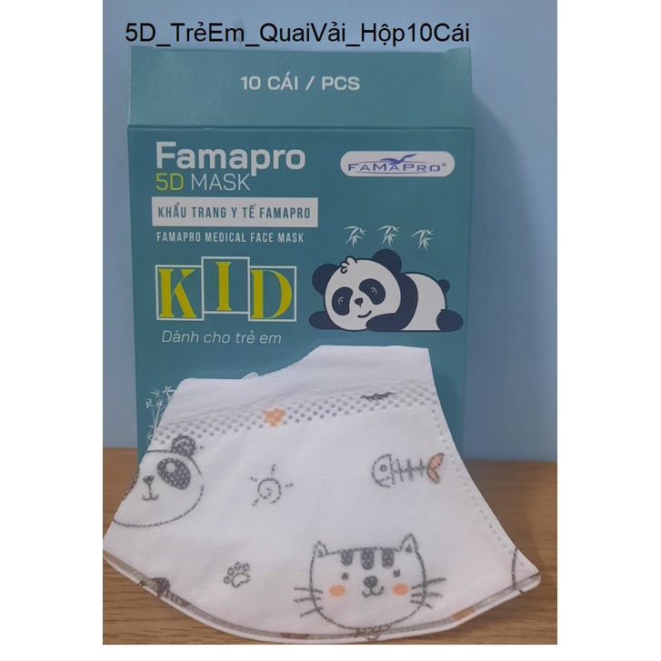 Khẩu trang y tế cho Trẻ Em 5D -3 Lớp Kháng Khuẩn Famapro (Nam Anh) - Hộp 10 cái