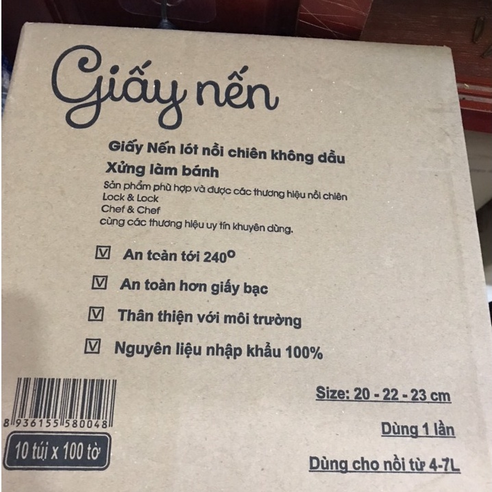 Set 100 Giấy Nến Đục Lỗ Tròn Dùng Cho Nồi Chiên Không Dầu