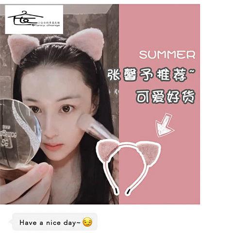 Băng Đô Cài Tóc Tai Mèo Phối Lông Siêu Dễ Thương Đơn Giản Phong Cách Hàn Quốc Cho Nữ