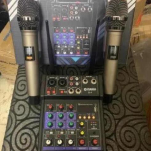 Bộ Mixer Yamaha G4 USB - Bộ trộn âm thanh Mixer Chuyên Karaoke, Livestream, Thu Âm Cao Cấp - Tặng Kèm 2 Micro Không Dây