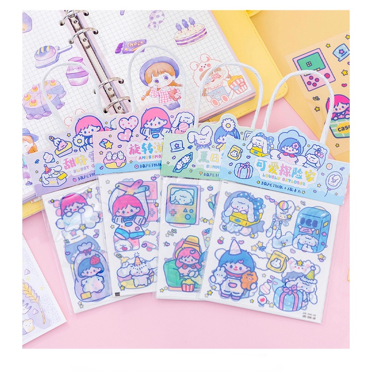 Bộ Sticker Hoạt Hình Kawaii Girl Dán Trang Trí Sổ Tay Nhật Ký DIY