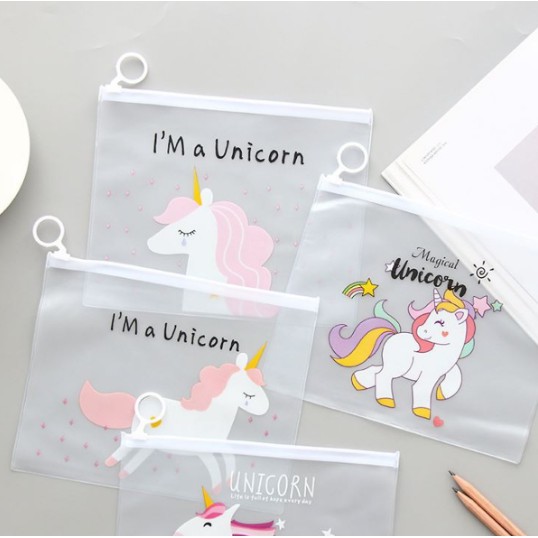 Combo 3 Túi Đựng Bút viết Zip Unicorn