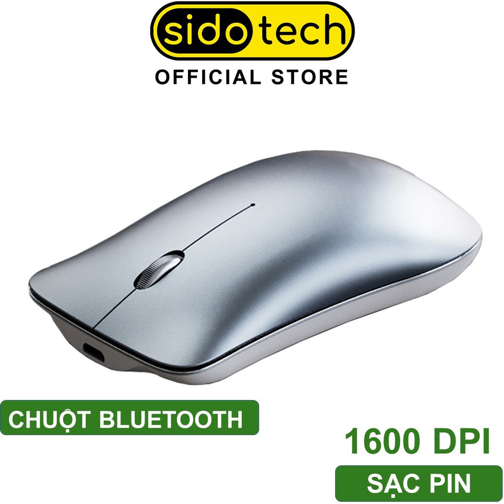 Chuột không dây Bluetooth tự sạc pin SIDOTECH MP9 vỏ hợp kim, nhạy 1600DPI, không tiếng ồn cho Laptop macbook PC Tivi