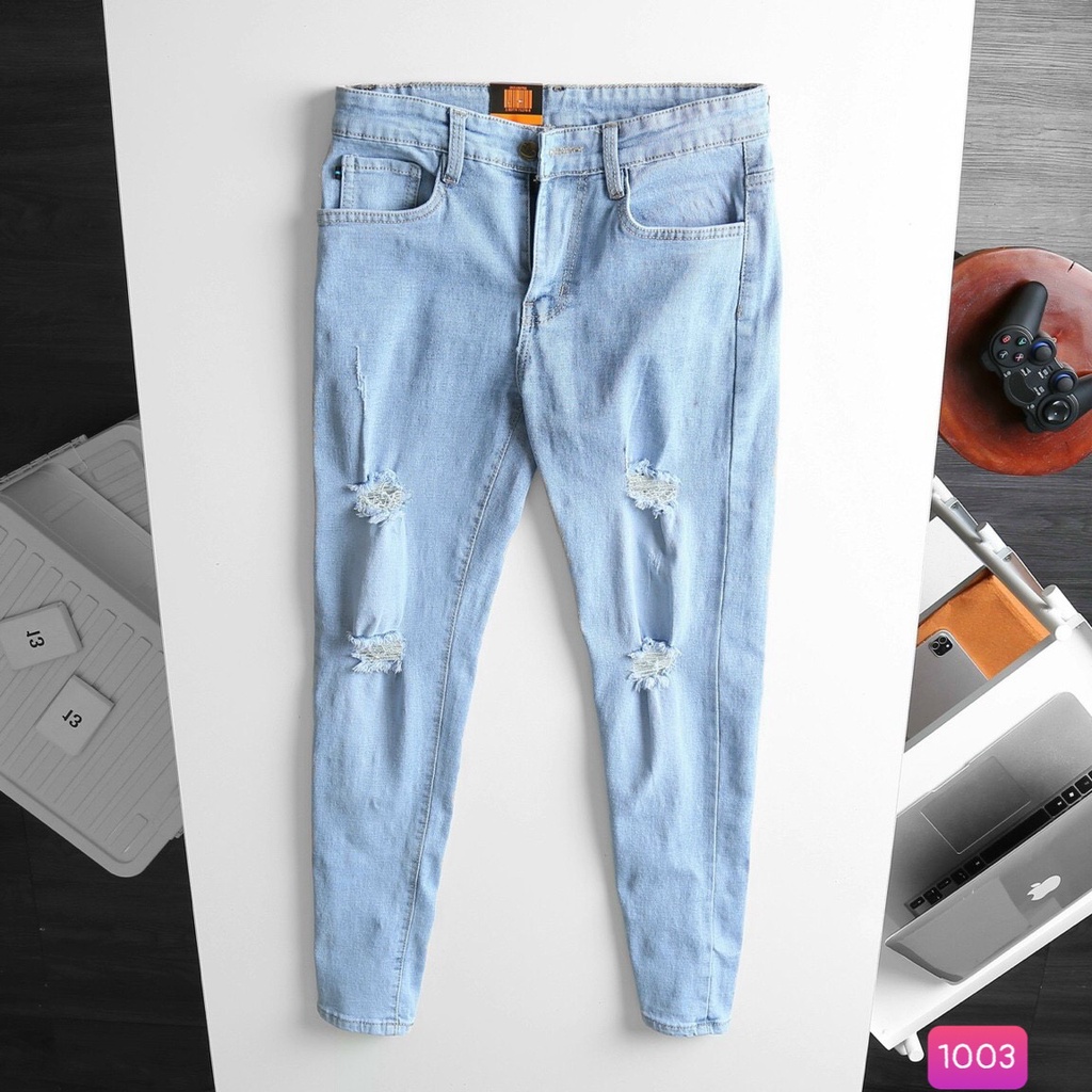 Quần Jean Nam Co giãn Ống Đứng Rin Chất Bò Co Giãn 4 Chiều M34