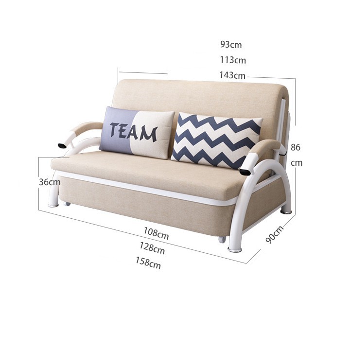 Ghế sofa giường thông minh, Giường sofa đa năng gấp gọn thành ghế. (tặng kèm 2 gối ôm) KT: 1m6 x1m9 - MS147-2