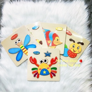 Đồ chơi gỗ - combo 5 tranh gép 3d nhiều mẫu