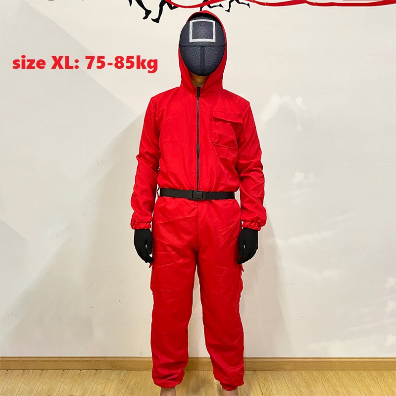 COMBO Bộ quần áo + Mặt nạ hoá trang cosplay nhân vật lính hình tròn tam giác hình vuông Squid Game trò chơi con mực boss