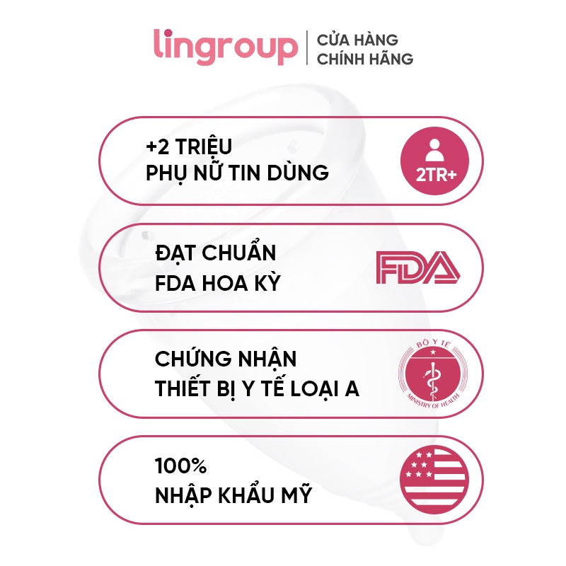 Cốc nguyệt san Lincup 2 chính hãng (40ml) Nhập Khẩu Mỹ