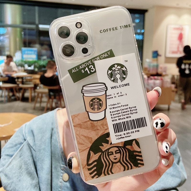 Ốp điện thoại viền dẻo họa tiết cà phê thích hợp cho IPHONE 13 12 MINI 11 PRO X XR XS MAX SE 2020 6 6S 7 8 PLUS