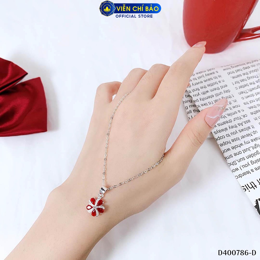 Dây chuyền bạc nữ mặt hoa bách nhật - Đỏ chất liệu bạc 925 thời trang phụ kiện trang sức Viễn Chí Bảo D400786-D