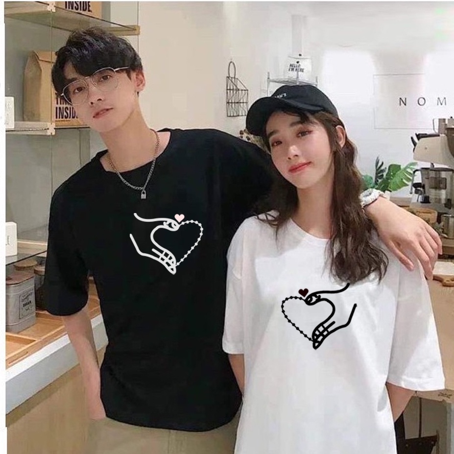Áo thun đôi tình yêu tim tay , fom rộng ý nghĩa, chất liệu thun cton 100% cao cấp