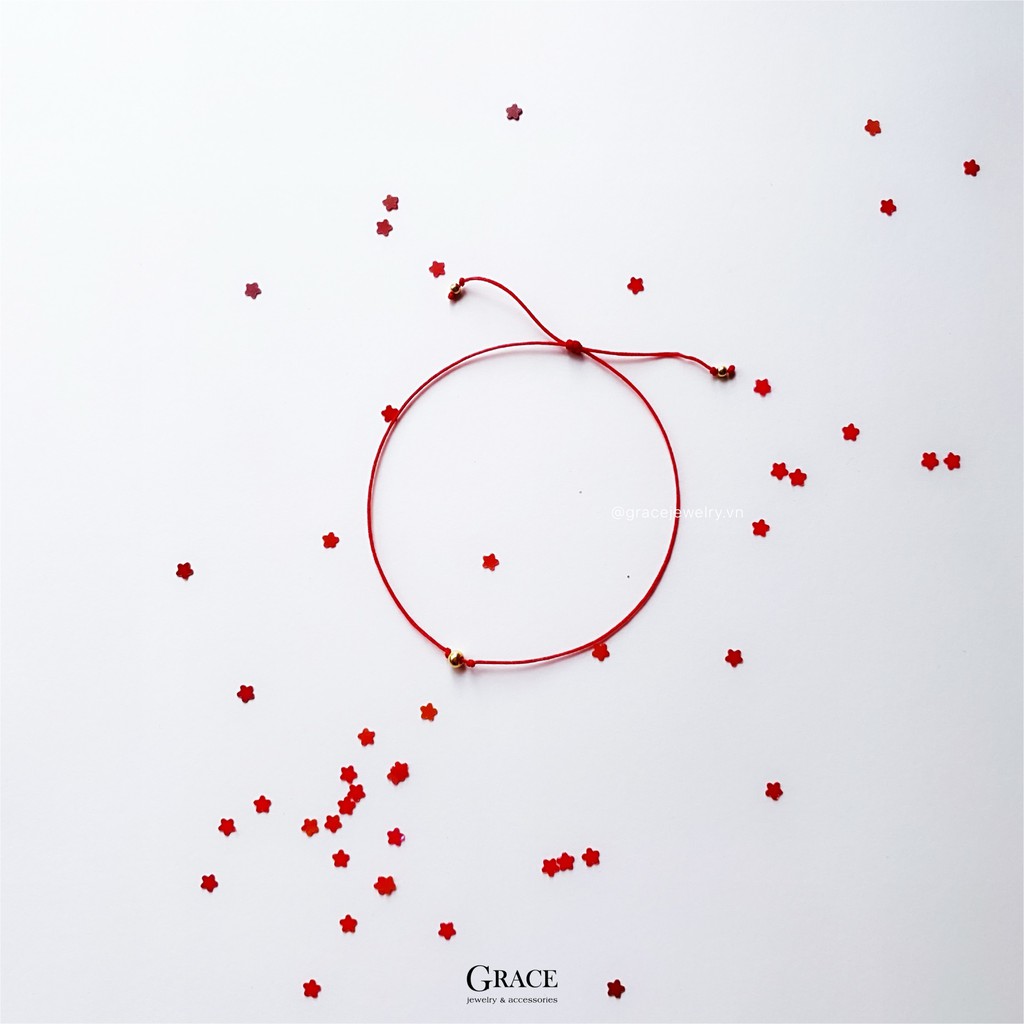 Lắc tay May Mắn Chỉ đỏ Bi Bạc 925 bọc vàng 18k Grace Jewelry - The Hope