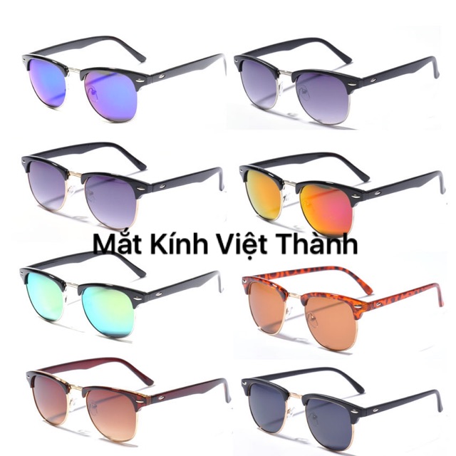 mắt Kính mát nửa viền kính râm chống nắng cho nam và nữ club master đủ màu