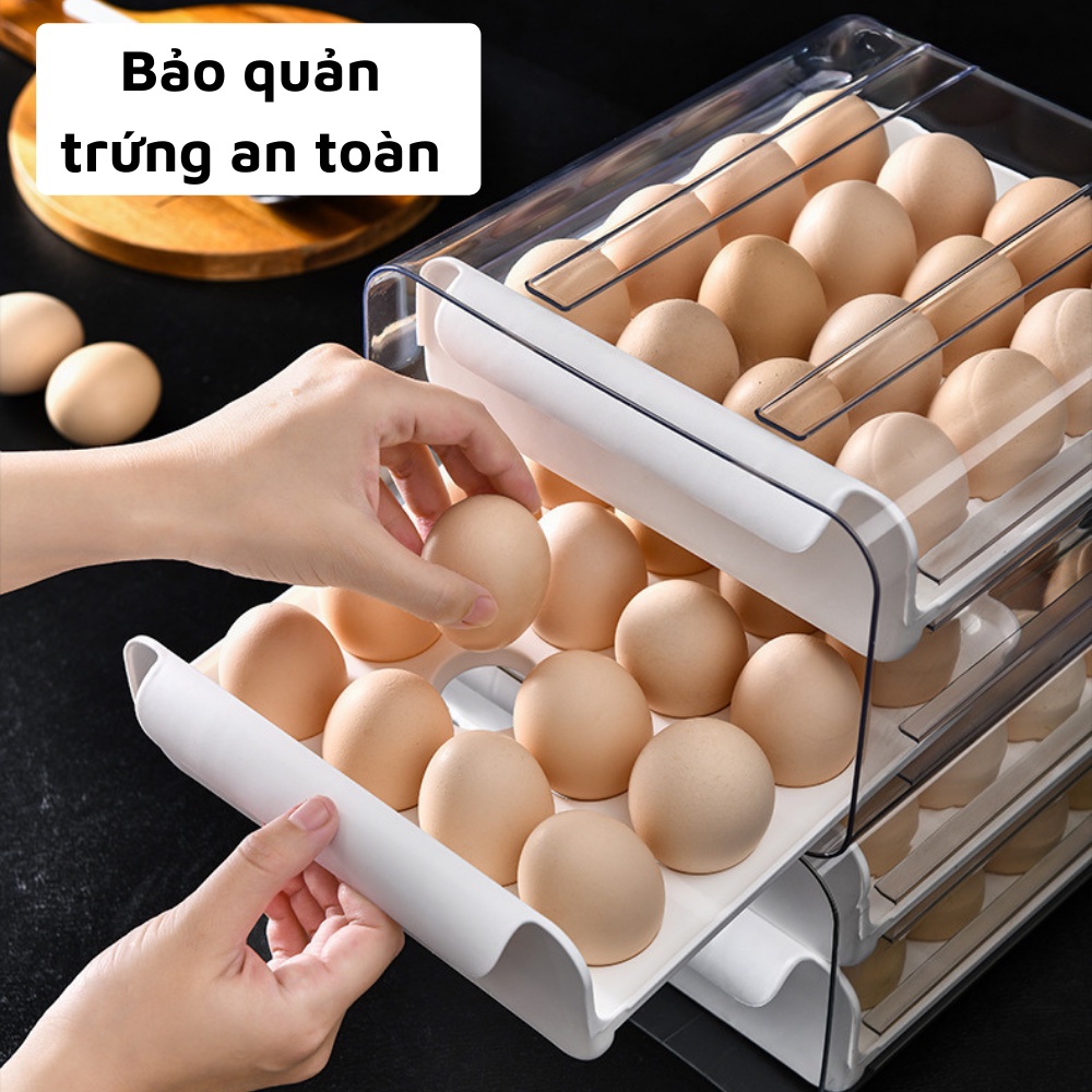 Khay đựng trứng 2 tầng 32 ô tiện dụng cất trữ tủ lạnh an toàn