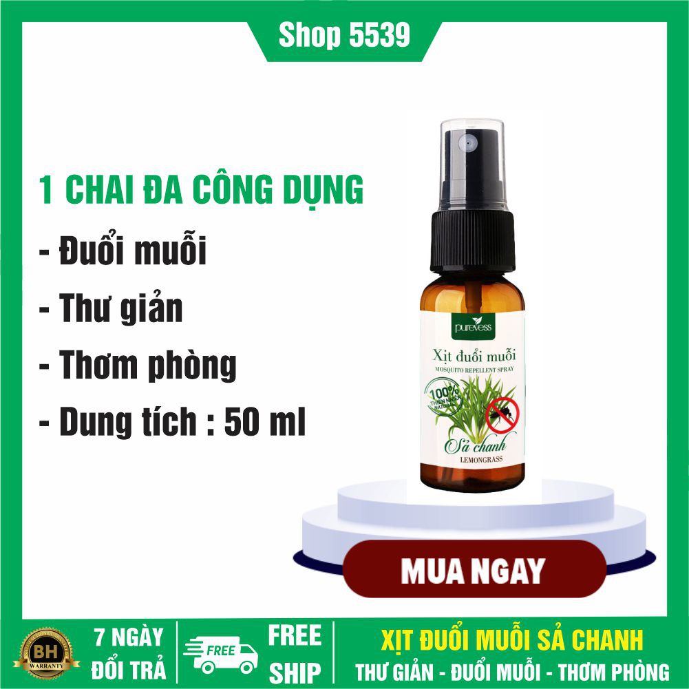 Xịt đuổi muỗi sả chanh thơm phòng, khử mùi nấm mốc, giúp ngủ ngon - Shop 5539