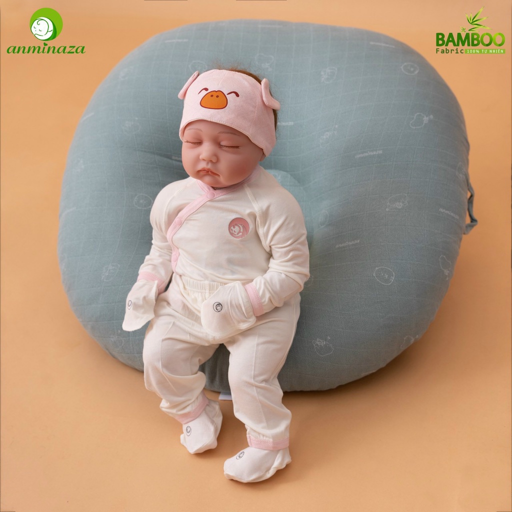 Mũ Che Thóp Tai Gấu Sợi Tre Anminaza Cao Cấp BaBibu