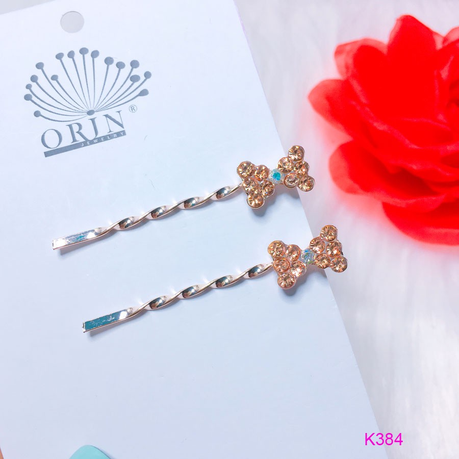 Kẹp tóc nơ đính đá sang trọng Orin K384 (1 chiếc)