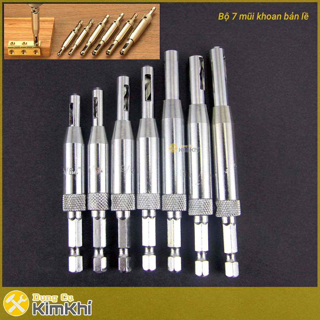 Bộ 7 mũi khoan bản lề tự định tâm 2-6.3mm