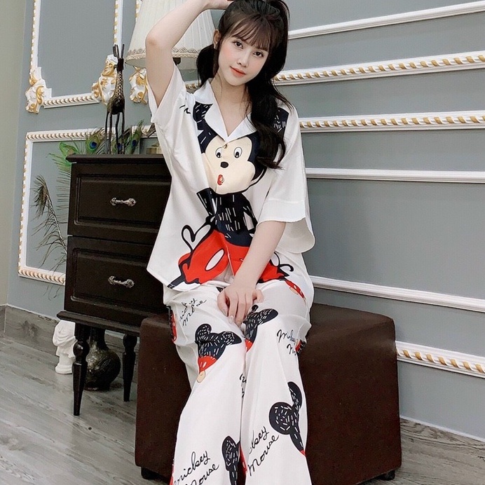 [ƯU ĐÃI T12] Đồ bộ pyjamas cổ sơmi tay ngắn quần dài LỤA Satin/Latin-đồ ngủ nữ mẫu mới 2021 | BigBuy360 - bigbuy360.vn