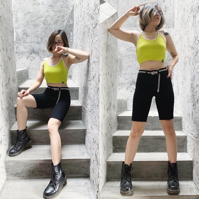 Quần short ngố trơn lai cắt