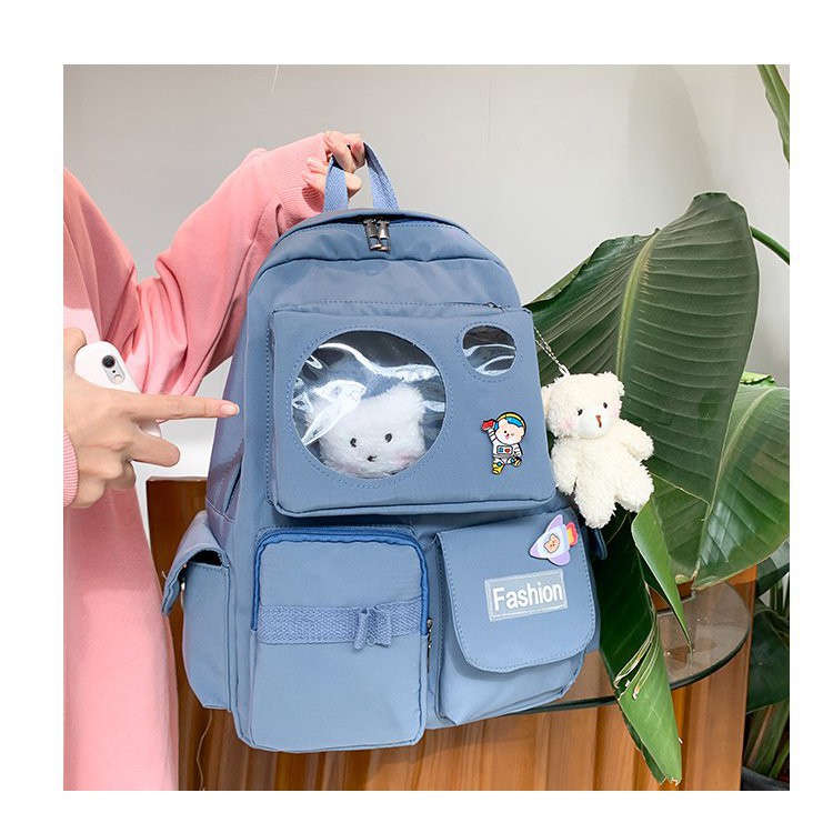 Balo Ulzzang nam nữ đi học chống thấm túi trong suốt giá rẻ (kèm sticker) BAG U TRO265