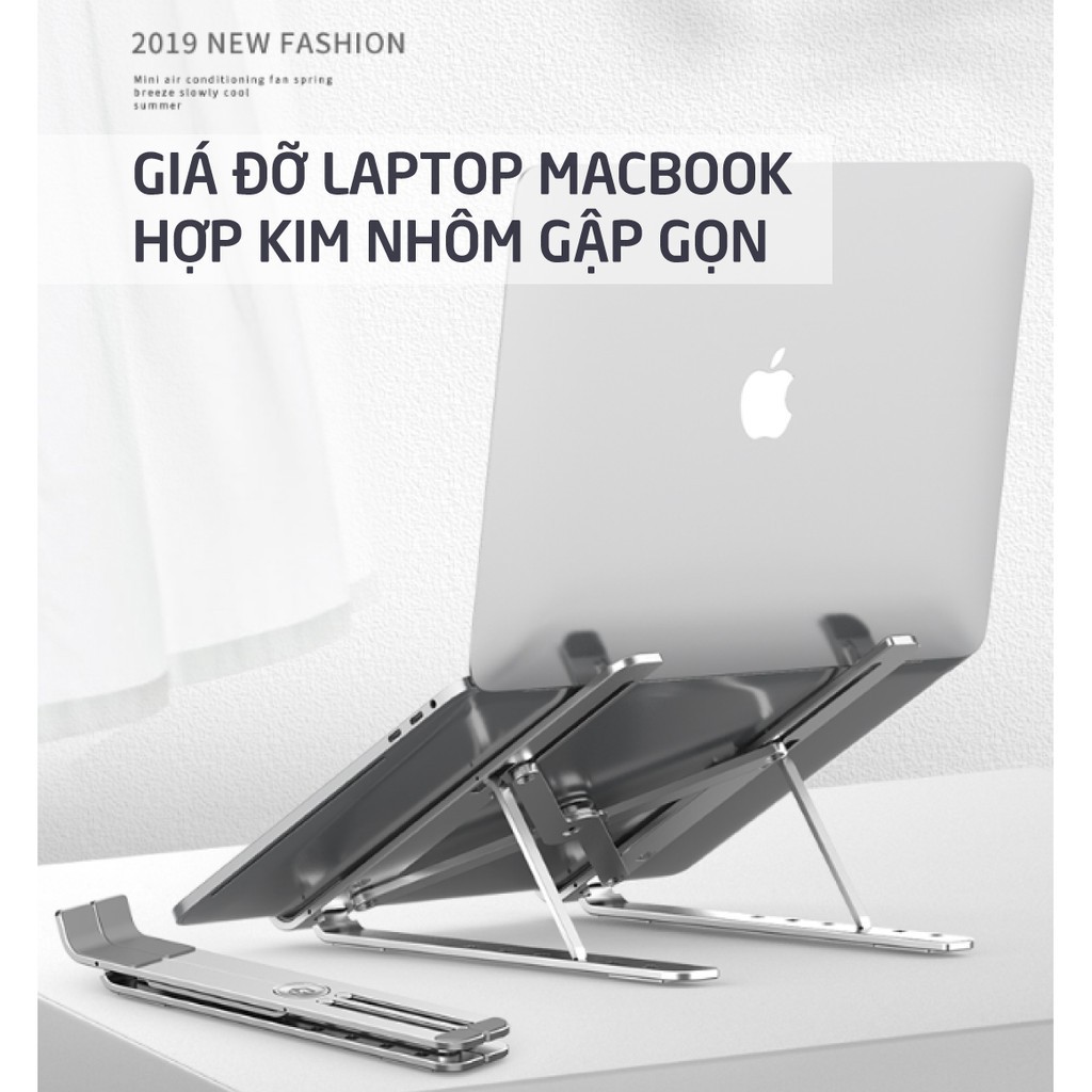 Giá đỡ, Kệ Đỡ Đế Tản Nhiệt, Dùng Cho Ipad - MacBook - Laptop Phụ Kiện Cao Cấp Hợp Kim Nhôm Thông Minh