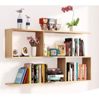 Kệ sách gỗ 2 tầng treo tường đơn giản, đa năng, hợp mọi không gian KS-95