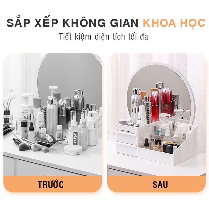 Khay Đựng Mỹ Phẩm Nhựa Cao Cấp 3 Tầng,Nhiều Ngăn, Để Bàn Trang Điểm